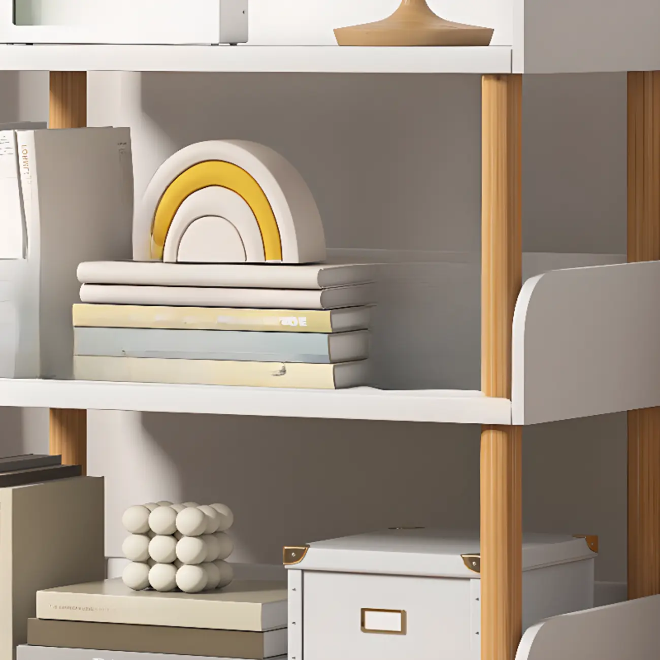 Vertical Natural Multi-Shelf Open Back Wood Bookcase Image - 27 | homeyfad