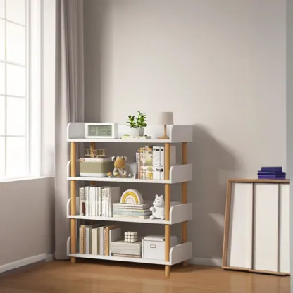 Vertical Natural Multi-Shelf Open Back Wood Bookcase Image - 9
