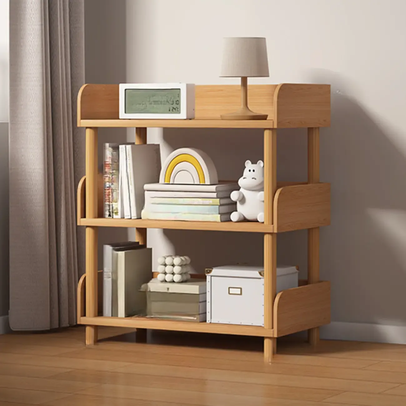 Vertical Natural Multi-Shelf Open Back Wood Bookcase Image - 22