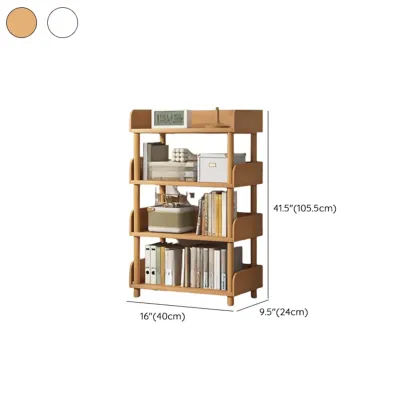 Vertical Natural Multi-Shelf Open Back Wood Bookcase Image - 32
