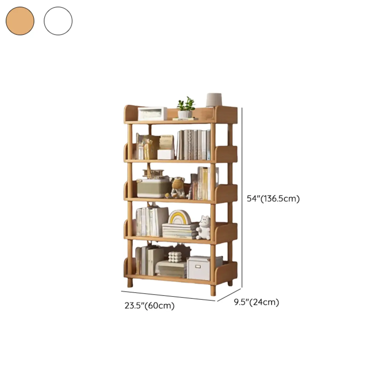 Vertical Natural Multi-Shelf Open Back Wood Bookcase Image - 35 | homeyfad