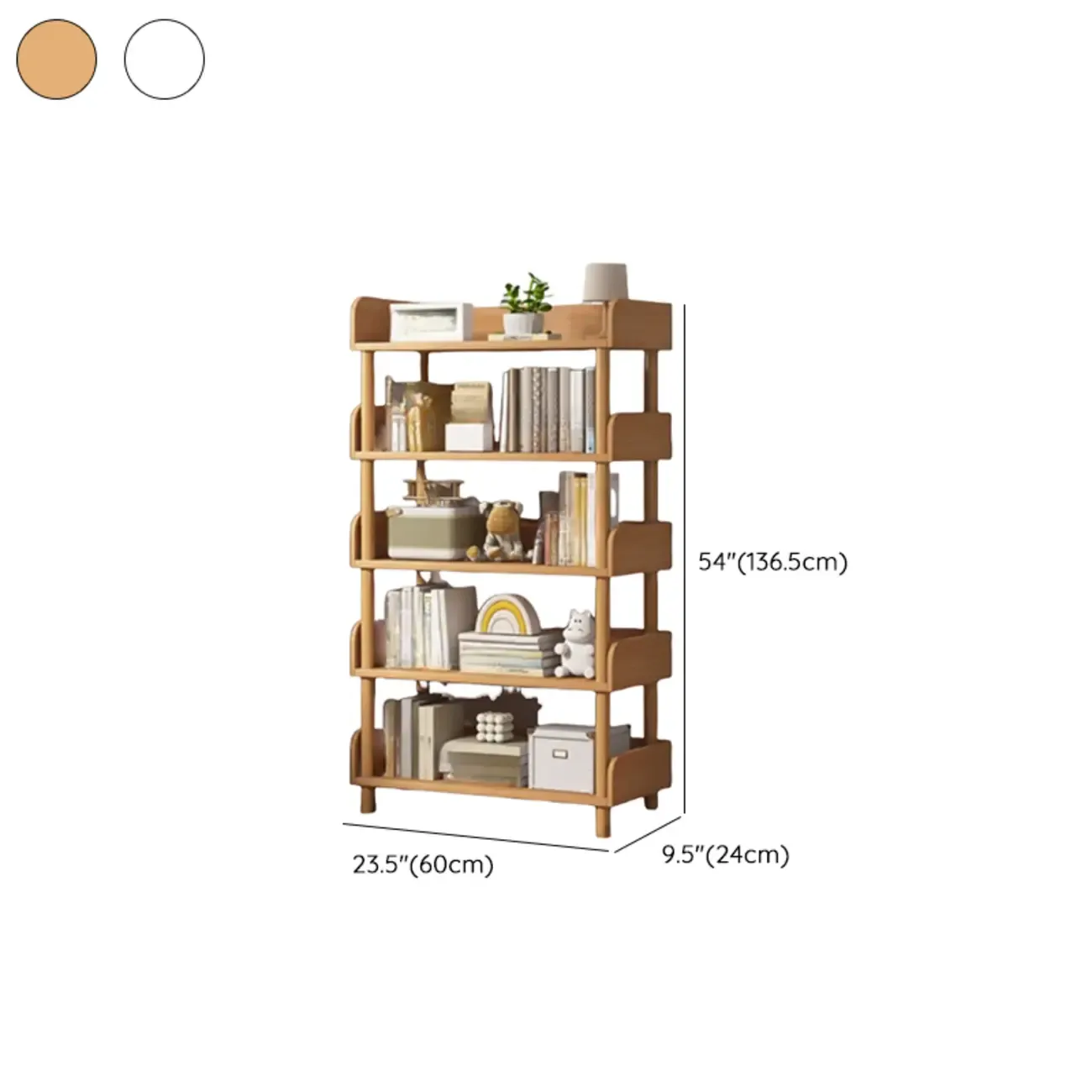 Vertical Natural Multi-Shelf Open Back Wood Bookcase Image - 35