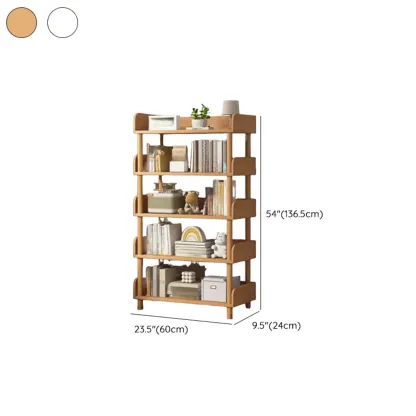 Vertical Natural Multi-Shelf Open Back Wood Bookcase Image - 35