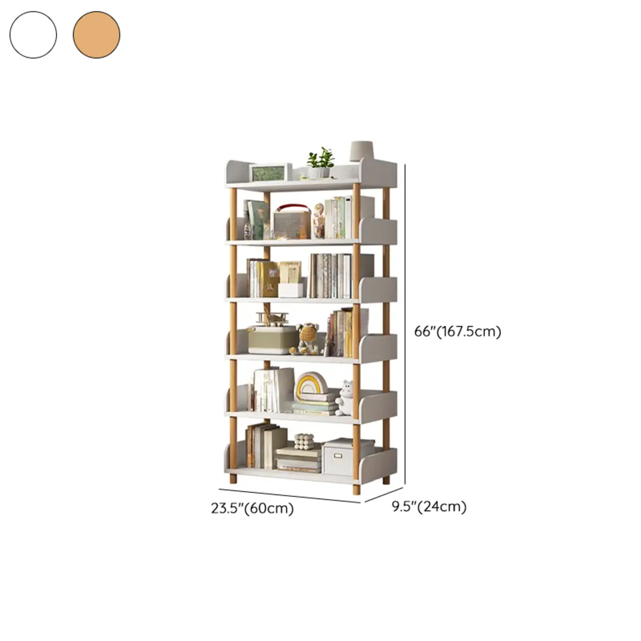 Vertical Natural Multi-Shelf Open Back Wood Bookcase Image - 36 | homeyfad