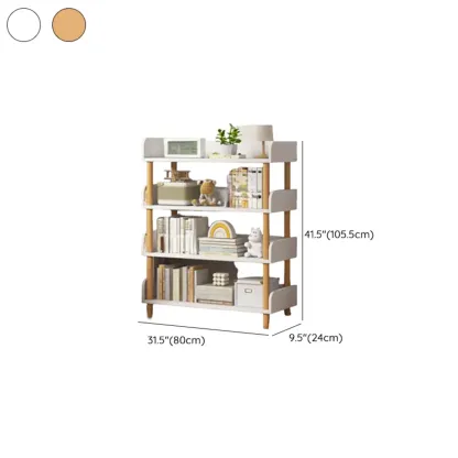 Vertical Natural Multi-Shelf Open Back Wood Bookcase Image - 37
