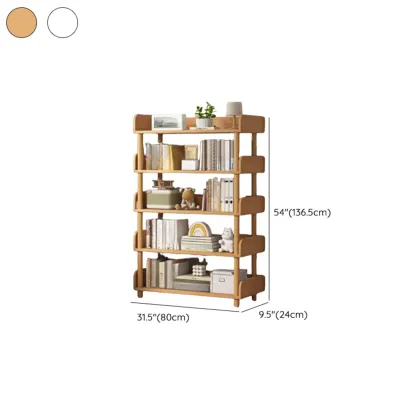 Vertical Natural Multi-Shelf Open Back Wood Bookcase Image - 38