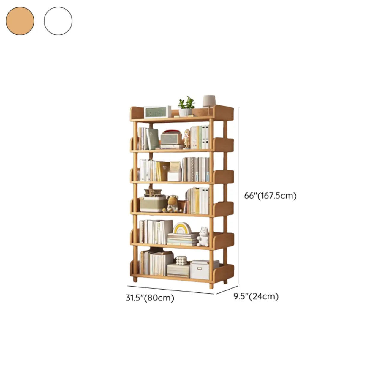 Vertical Natural Multi-Shelf Open Back Wood Bookcase Image - 39 | homeyfad
