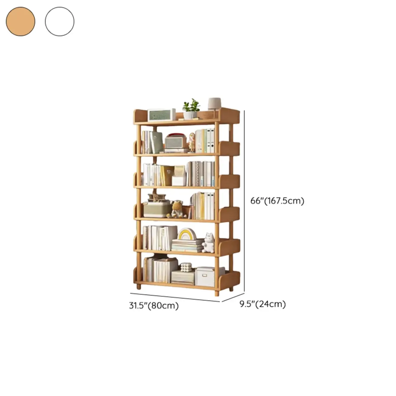 Vertical Natural Multi-Shelf Open Back Wood Bookcase Image - 39