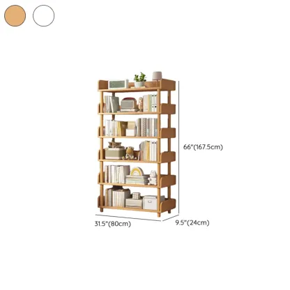 Vertical Natural Multi-Shelf Open Back Wood Bookcase Image - 39