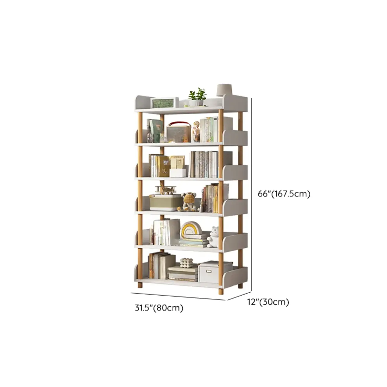 Vertical Natural Multi-Shelf Open Back Wood Bookcase Image - 40 | homeyfad