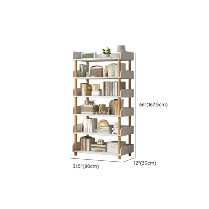 Vertical Natural Multi-Shelf Open Back Wood Bookcase Image - 40