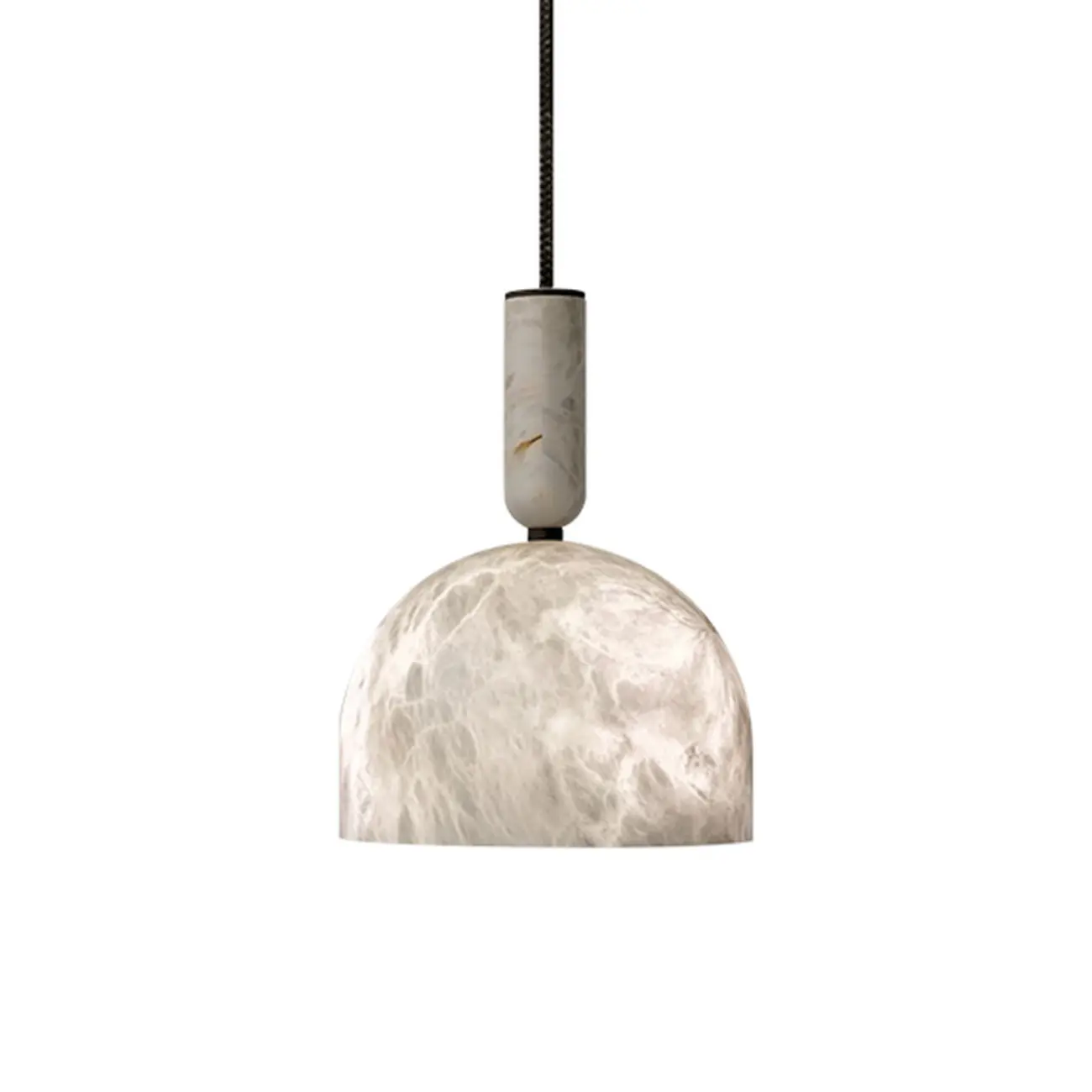 Contemporary Bedroom White Alabaster Dome Pendant Light Image - 6 | homeyfad
