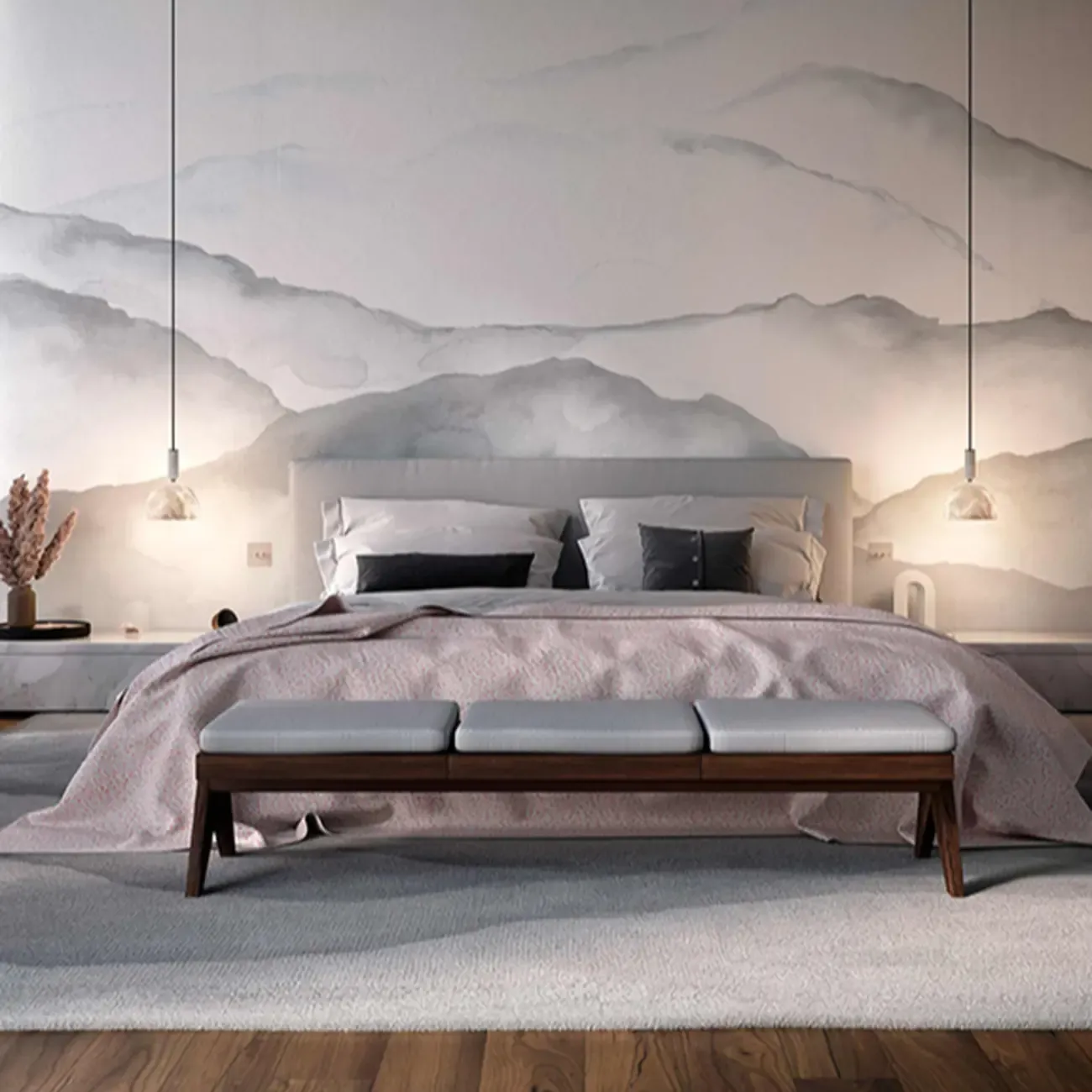 Contemporary Bedroom White Alabaster Dome Pendant Light Image - 3