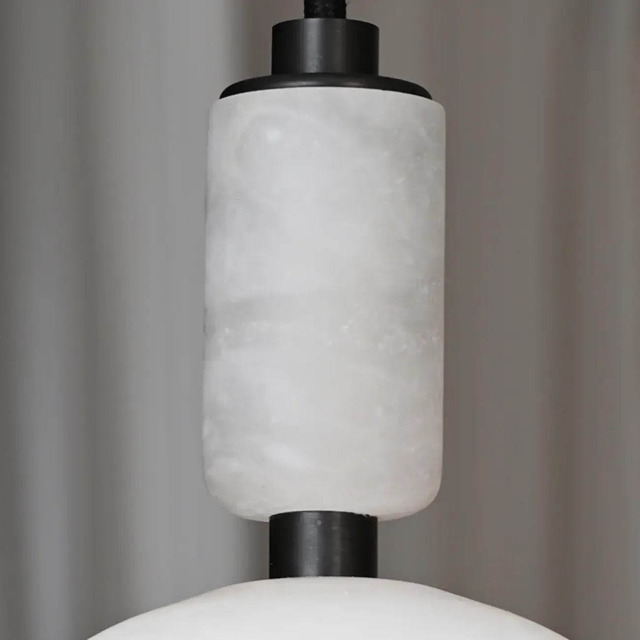 Contemporary Bedroom White Alabaster Dome Pendant Light Image - 9