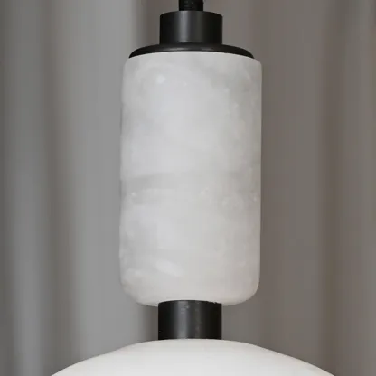 Contemporary Bedroom White Alabaster Dome Pendant Light Image - 9