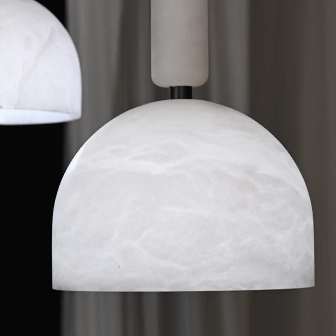Contemporary Bedroom White Alabaster Dome Pendant Light Image - 10 | homeyfad