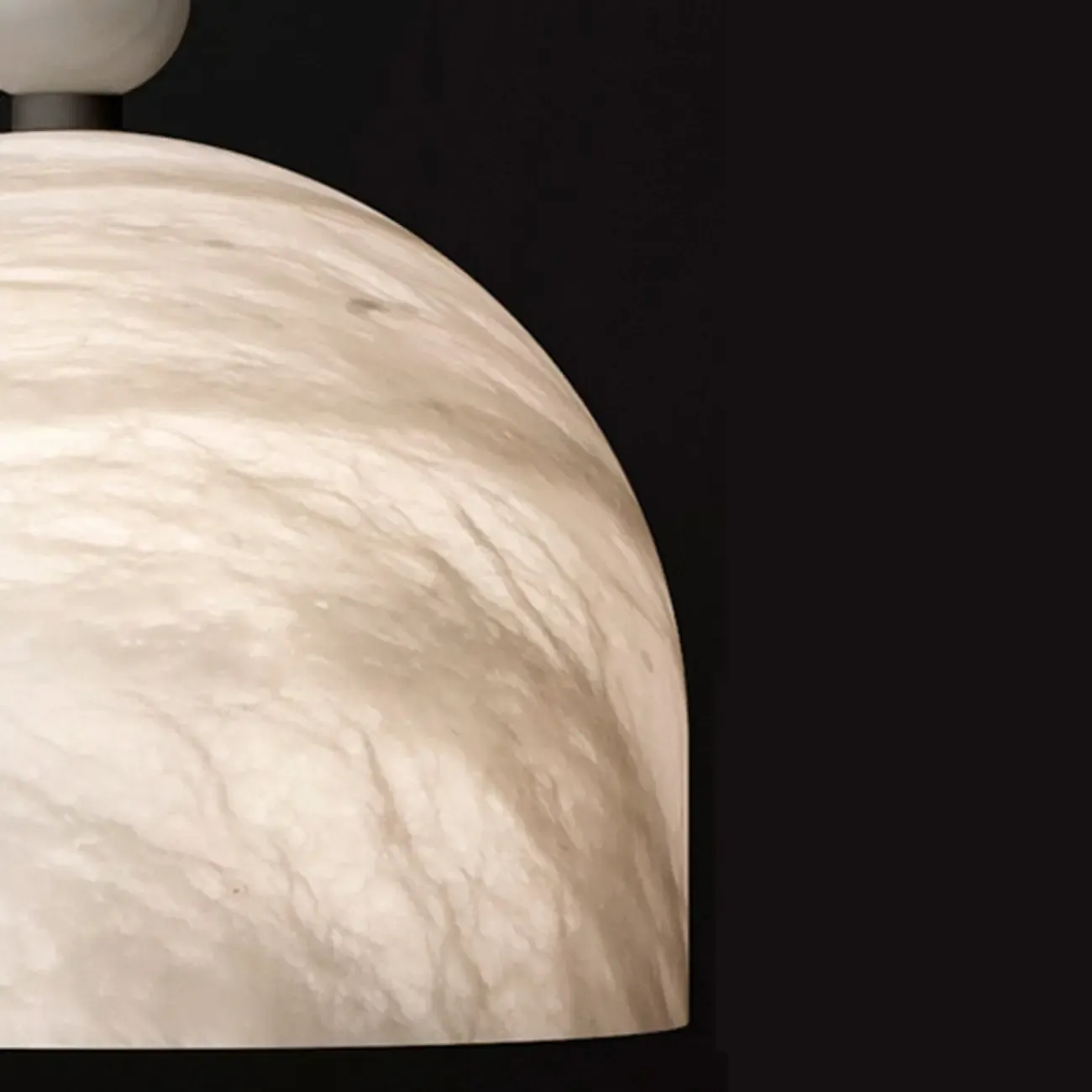 Contemporary Bedroom White Alabaster Dome Pendant Light Image - 11