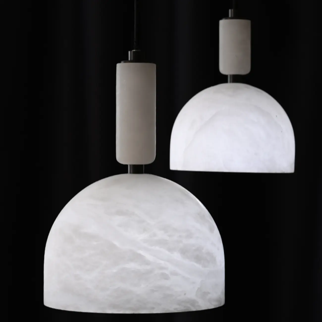 Contemporary Bedroom White Alabaster Dome Pendant Light Image - 12 | homeyfad