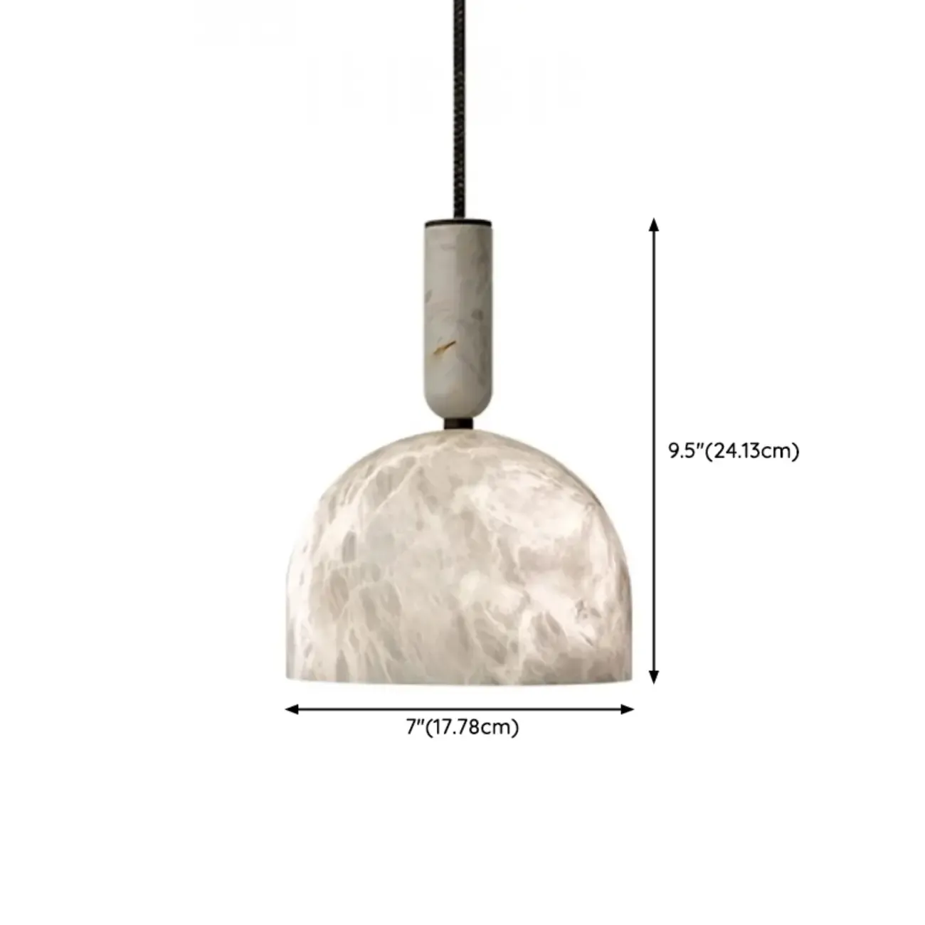 Contemporary Bedroom White Alabaster Dome Pendant Light Image - 14