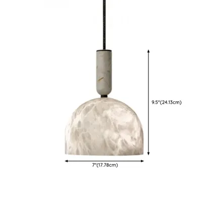 Contemporary Bedroom White Alabaster Dome Pendant Light Image - 14