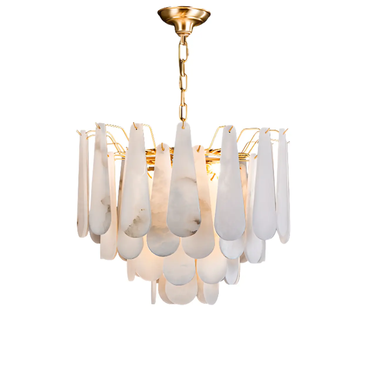 Luxury Alabaster Tiered Teardrop Chandelier for Living Room  Image - 2 | homeyfad