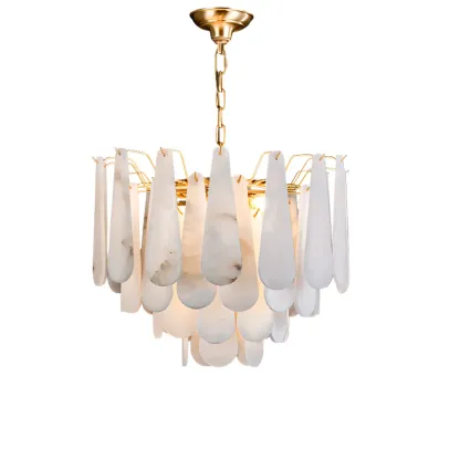 Luxury Alabaster Tiered Teardrop Chandelier for Living Room  Image - 2