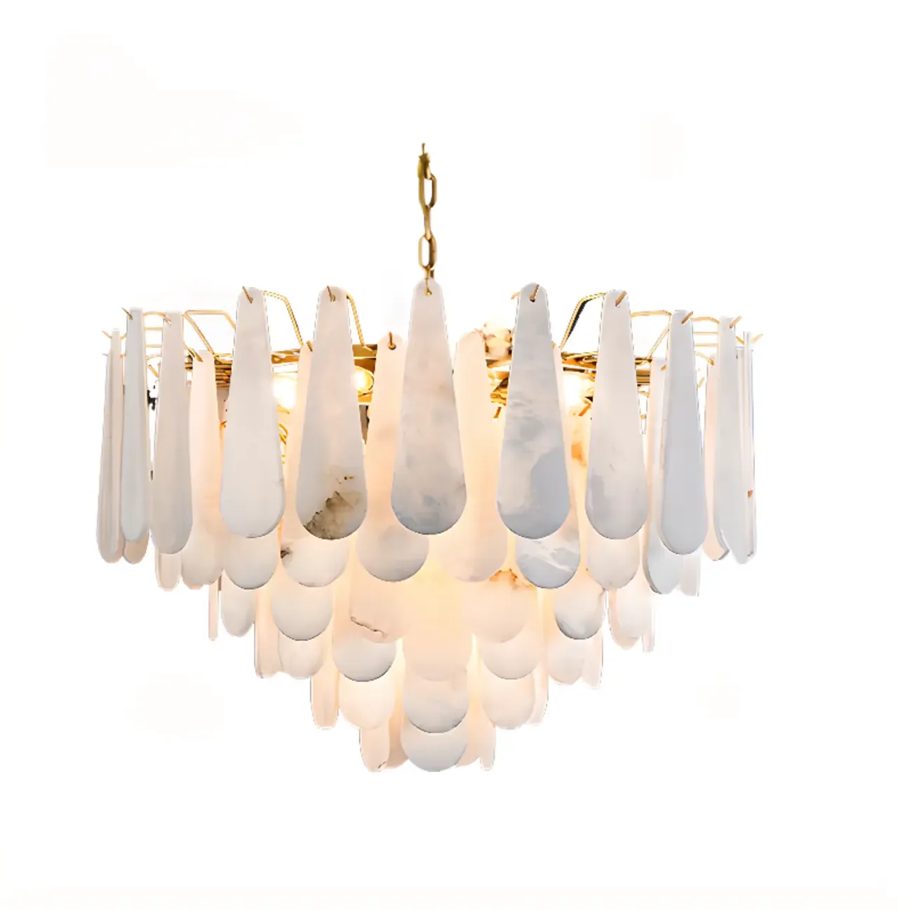 Luxury Alabaster Tiered Teardrop Chandelier for Living Room  Image - 3