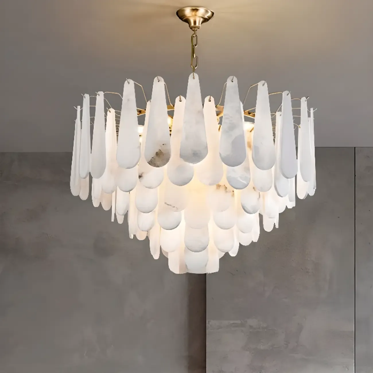 Luxury Alabaster Tiered Teardrop Chandelier for Living Room  Image - 4