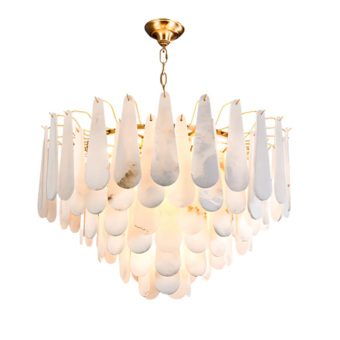 Luxury Alabaster Tiered Teardrop Chandelier for Living Room  Image - 5 | homeyfad