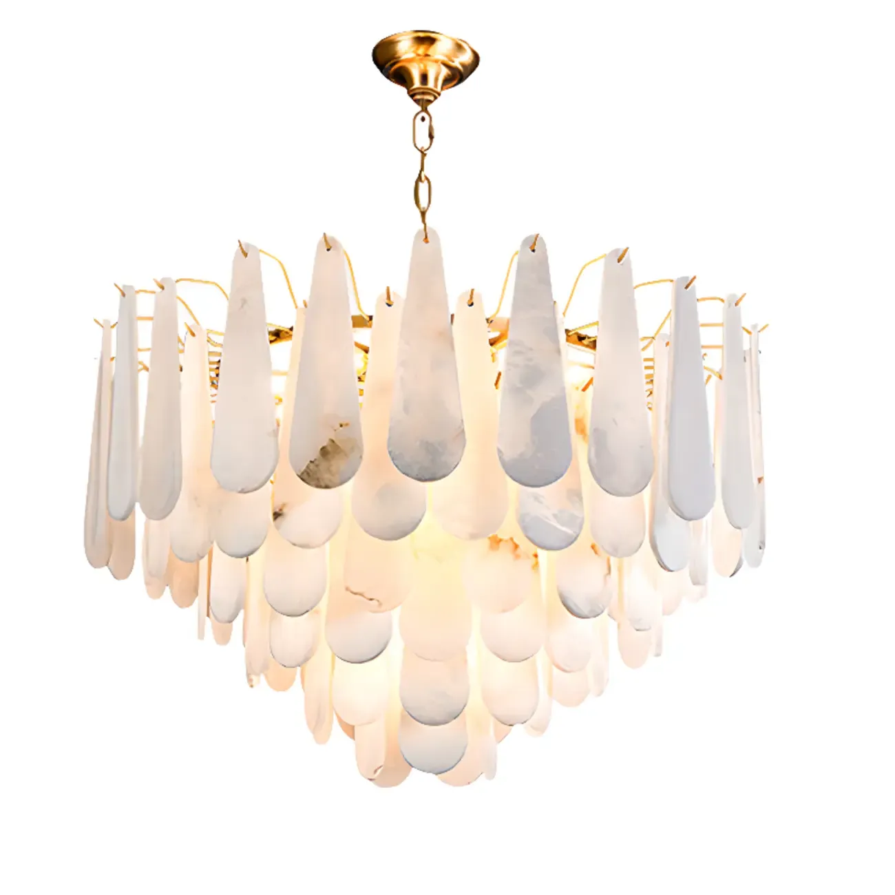 Luxury Alabaster Tiered Teardrop Chandelier for Living Room  Image - 7