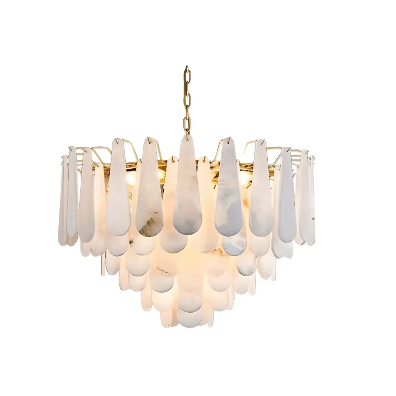 Luxury Alabaster Tiered Teardrop Chandelier for Living Room  Image - 9