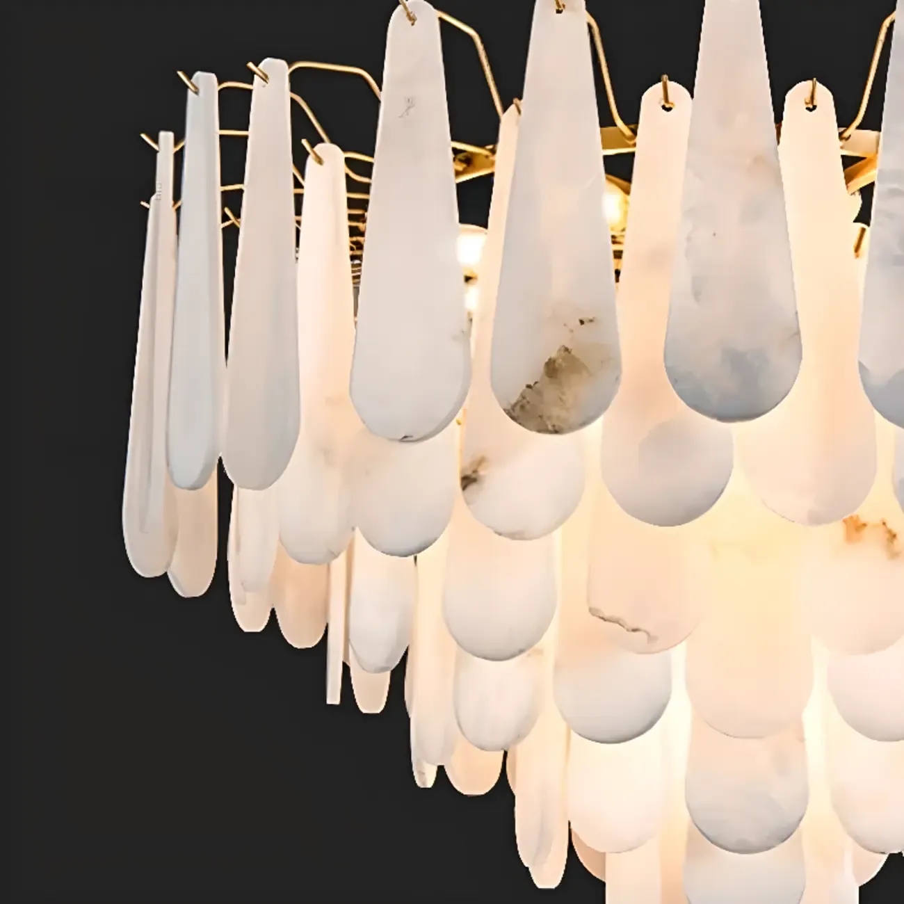 Luxury Alabaster Tiered Teardrop Chandelier for Living Room  Image - 11