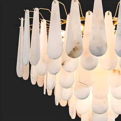 Luxury Alabaster Tiered Teardrop Chandelier for Living Room  Image - 11