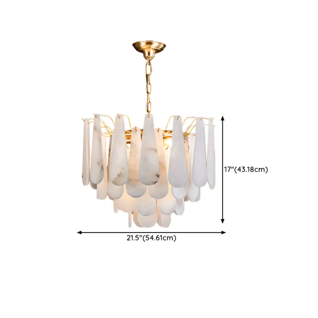 Luxury Alabaster Tiered Teardrop Chandelier for Living Room  #size