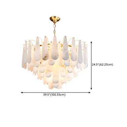 Luxury Alabaster Tiered Teardrop Chandelier for Living Room  Image - 14