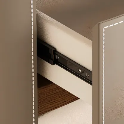 Trendy Low Tray-Top 2 Layer Solid Wood Nightstand Image - 12