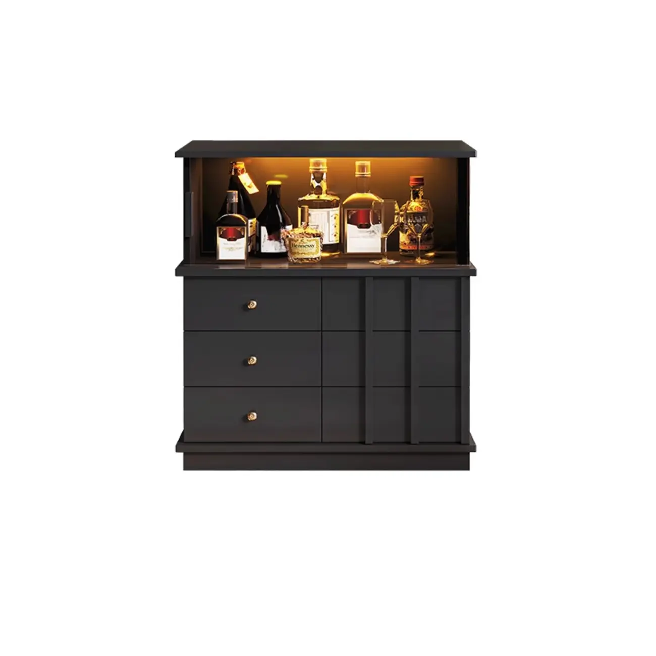 Modern Nut-brown Freestanding Wood Wine Bar Cabinet Image - 7 | homeyfad