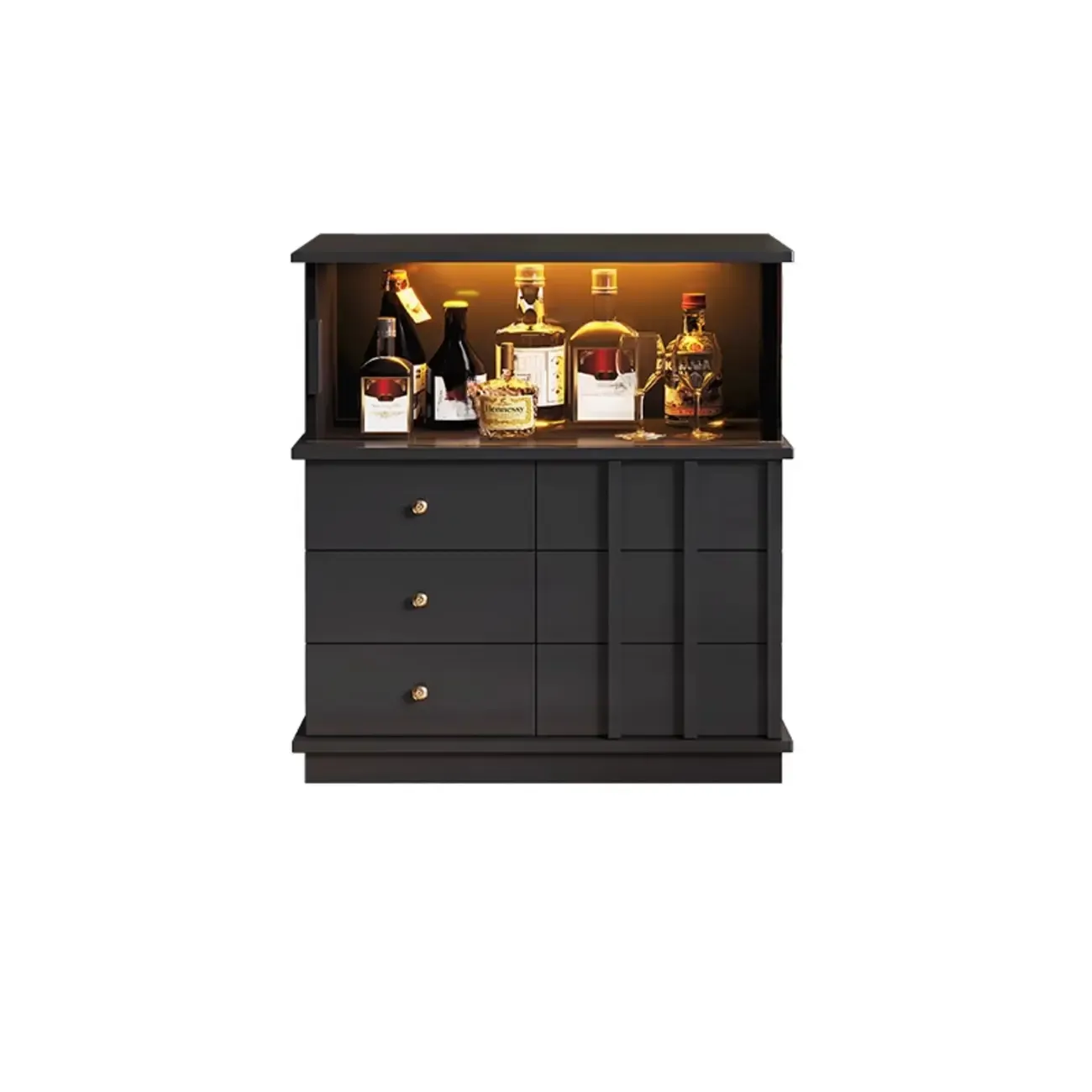 Modern Nut-brown Freestanding Wood Wine Bar Cabinet Image - 7