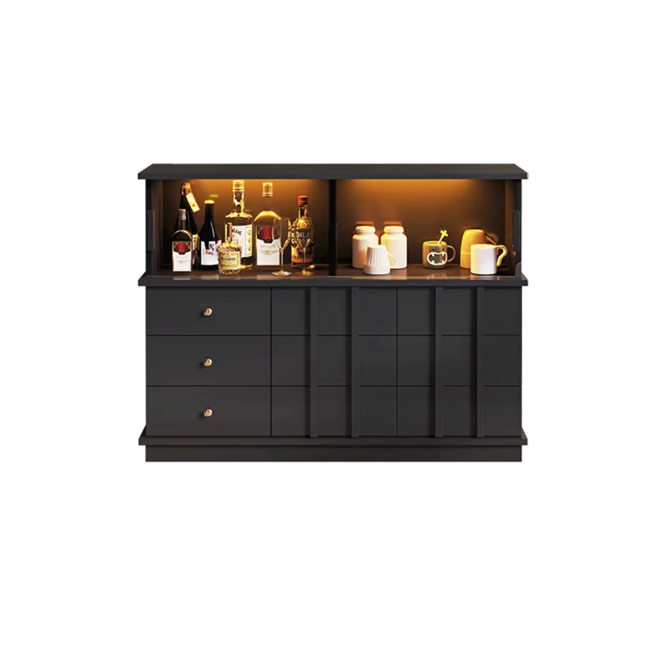 Modern Nut-brown Freestanding Wood Wine Bar Cabinet Image - 11 | homeyfad