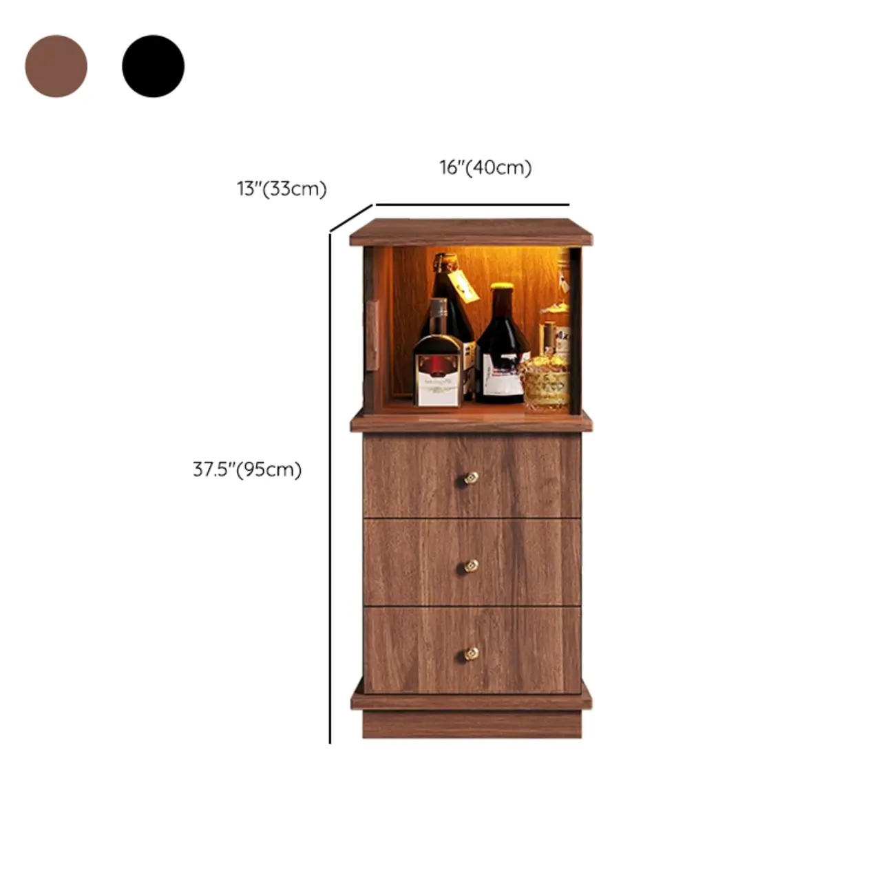 Modern Nut-brown Freestanding Wood Wine Bar Cabinet #size | homeyfad