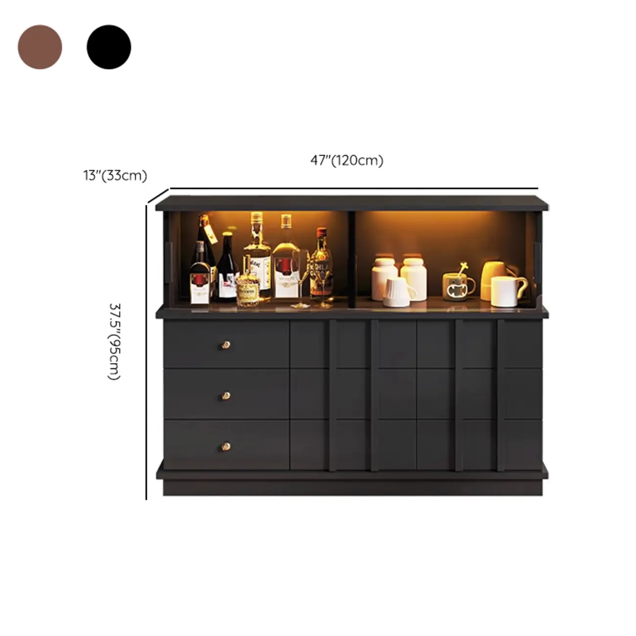 Modern Nut-brown Freestanding Wood Wine Bar Cabinet Image - 16 | homeyfad