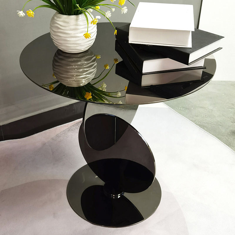 Scandinavian Glass Round Coffee Table Abstract Base | homeyfad