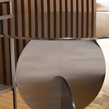 Scandinavian Glass Round Coffee Table Abstract Base Image - 8