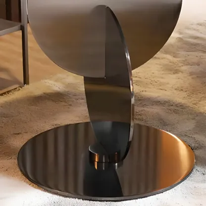 Scandinavian Glass Round Coffee Table Abstract Base Image - 10