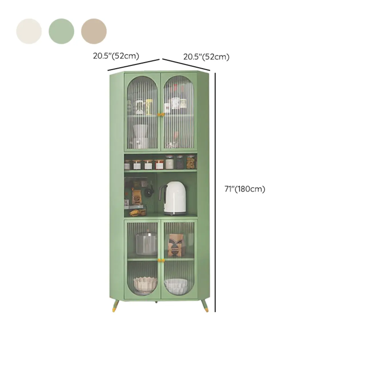 Versatile Ivory Wood Glass Door Storage Corner Cabinet #size | homeyfad