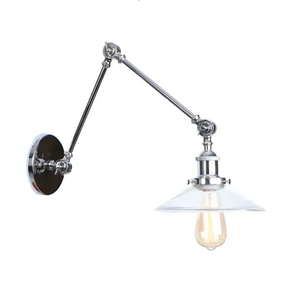 Industrial Clear Shade Sliver Swing Arm Wall Light Image - 3