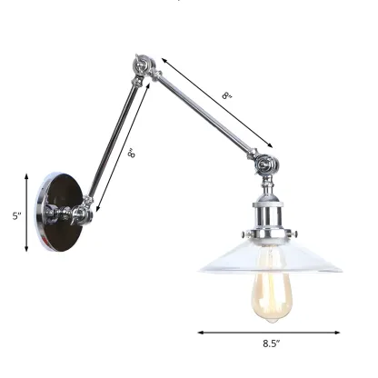 Industrial Clear Shade Sliver Swing Arm Wall Light Image - 4
