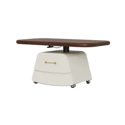 Brown White Wood Lift Top Coffee Table with Wheels Image - 4