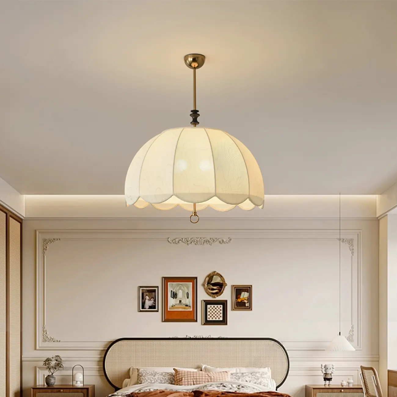 Vintage Fabric Dome Chandelier for Elegant Bedrooom Image - 4 | homeyfad