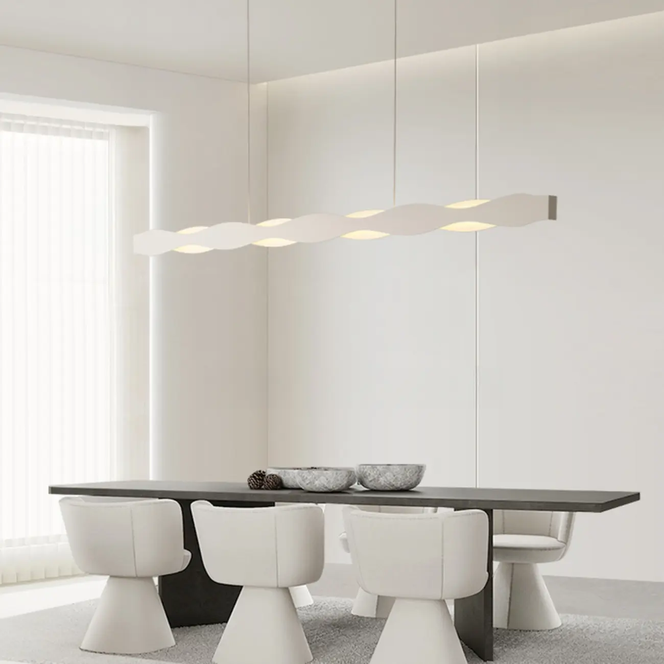 Minimalist White Wave Island Pendant Light Image - 2 | homeyfad